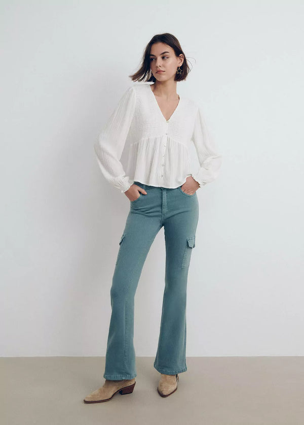 Blusa cropped smock Crudo