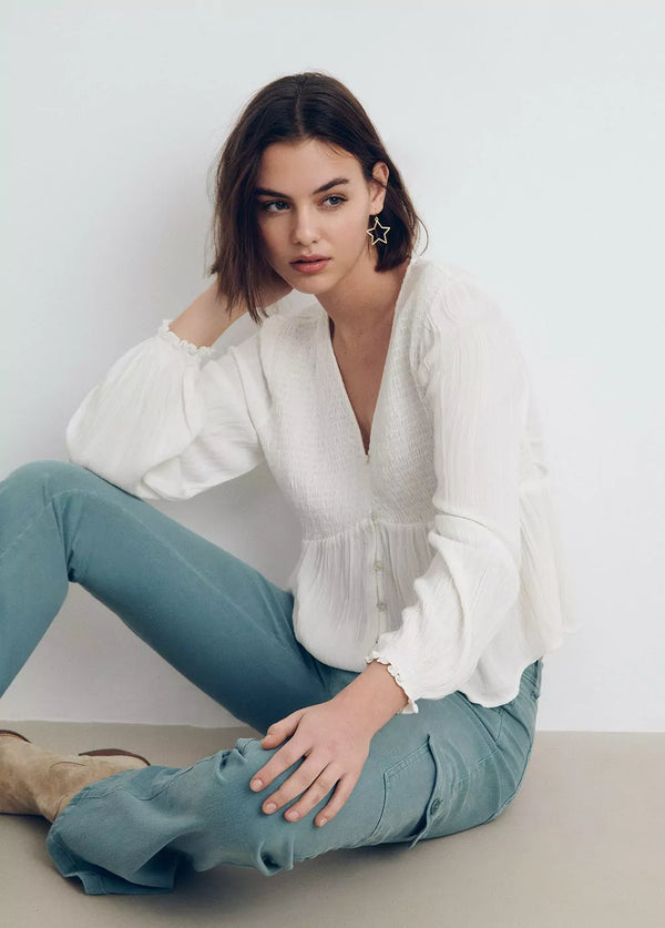 Blusa cropped smock Crudo