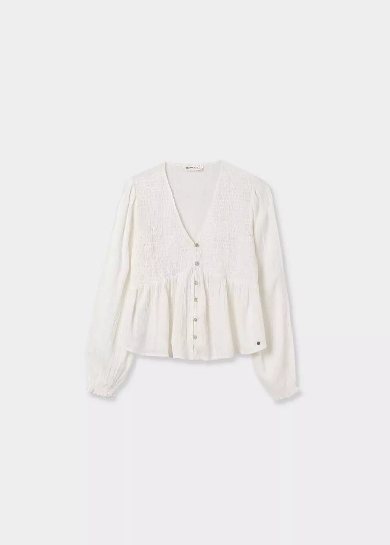 Blusa cropped smock Crudo