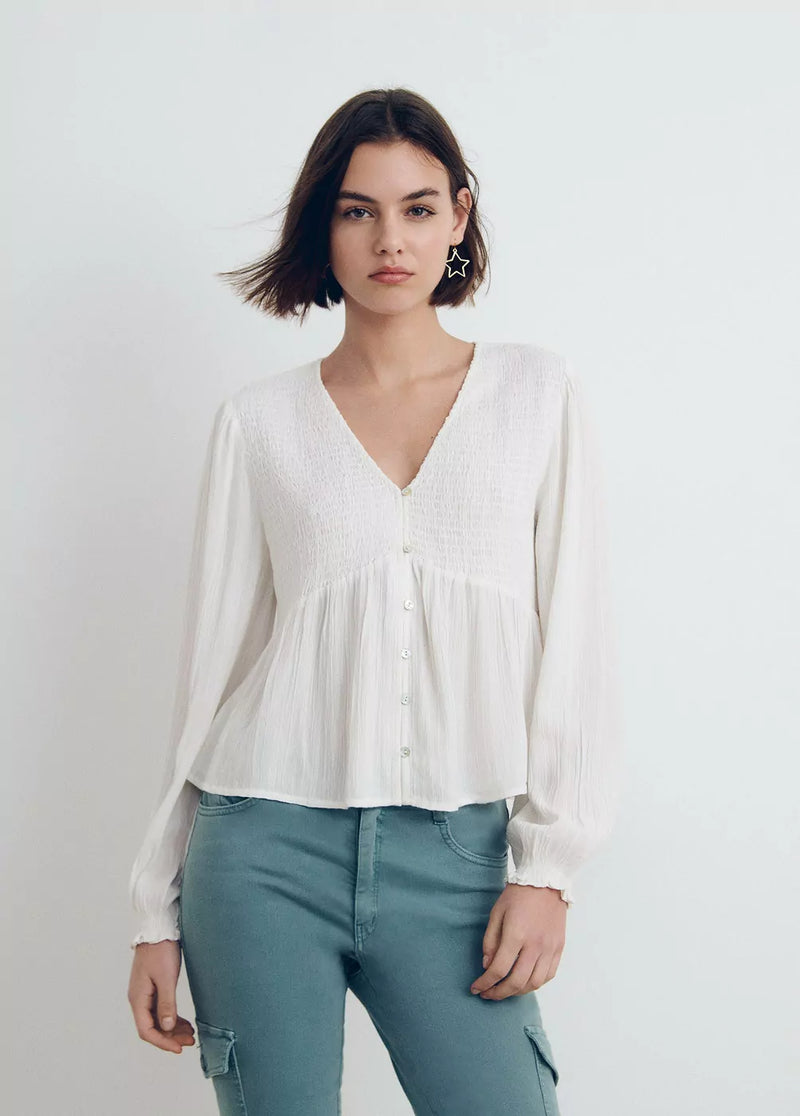 Blusa cropped smock Crudo