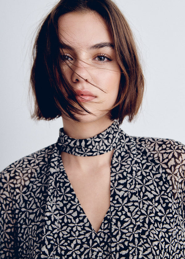 Blusa estampada pañuelo Negro