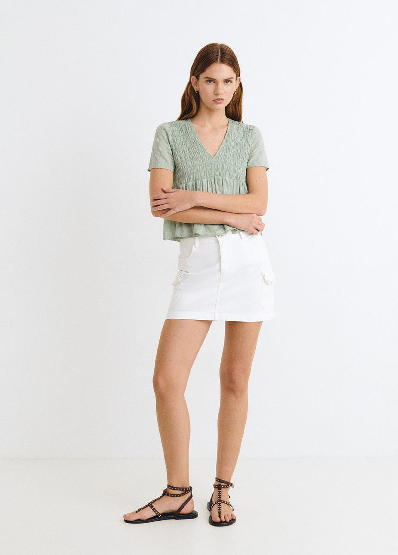 Blusa manga corta smock Verde Tila