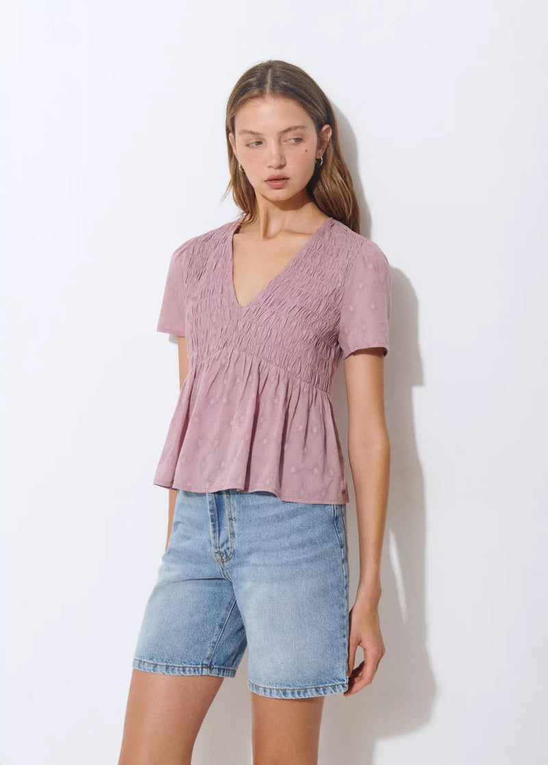 Blusa manga corta smock