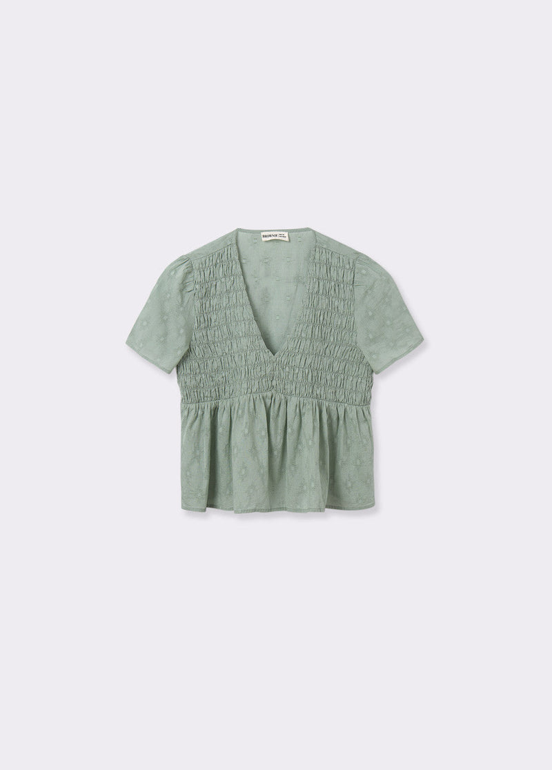 Blusa manga corta smock Verde Tila