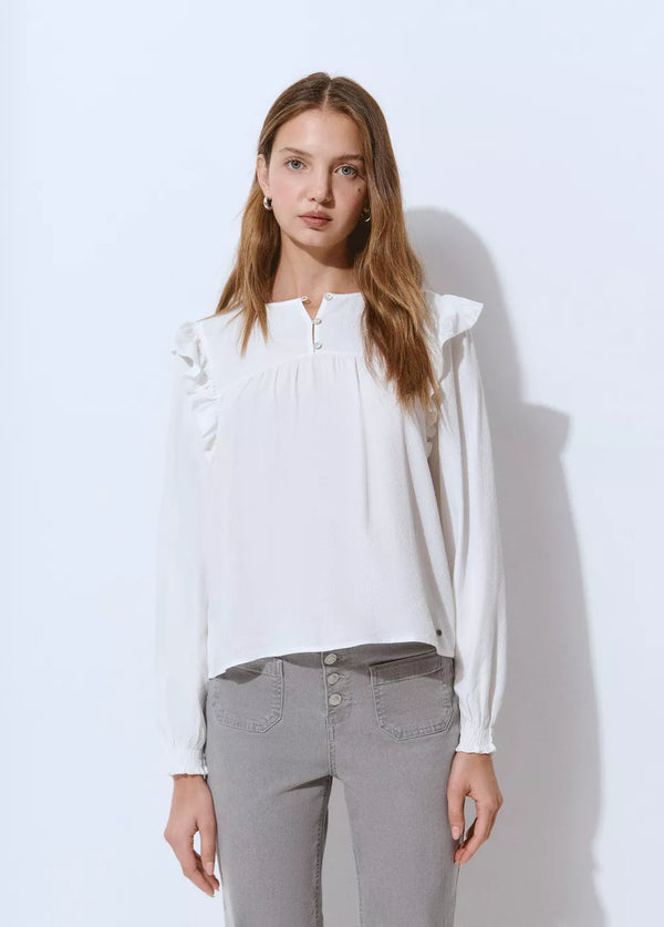 Blusa manga volantes Crudo