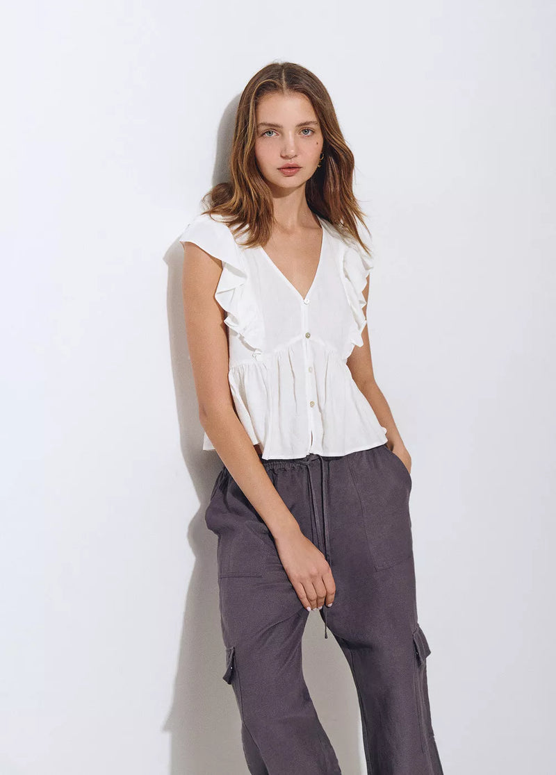 Blusa volantes lino