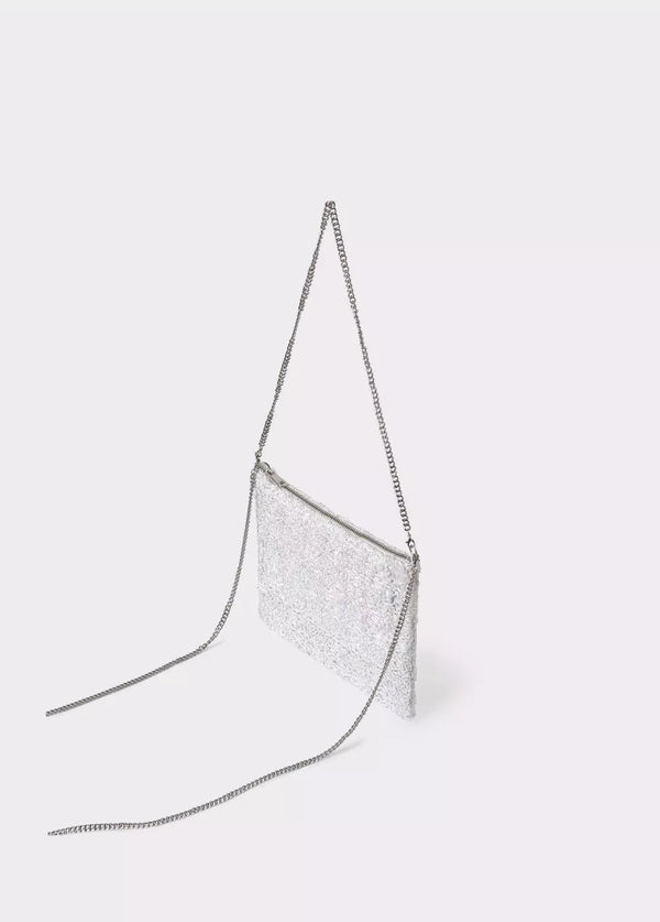 Bolso crochet brillantes Plata