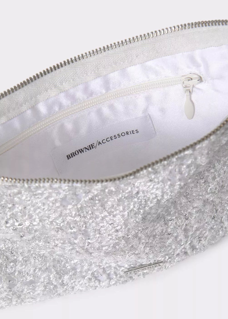 Bolso crochet brillantes Plata