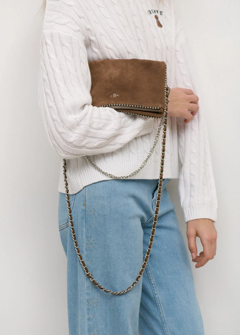 Bolso solapa bolitas piel