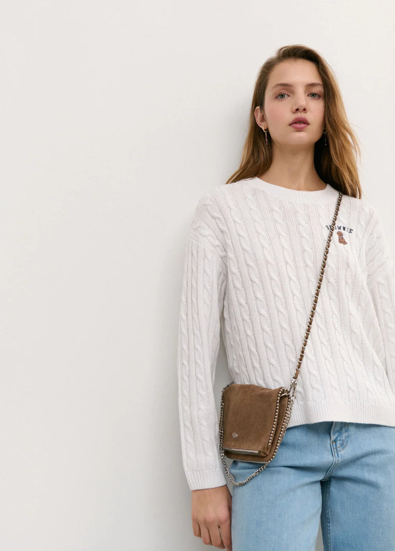 Bolso solapa bolitas piel