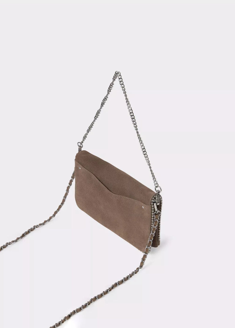 Bolso solapa bolitas piel