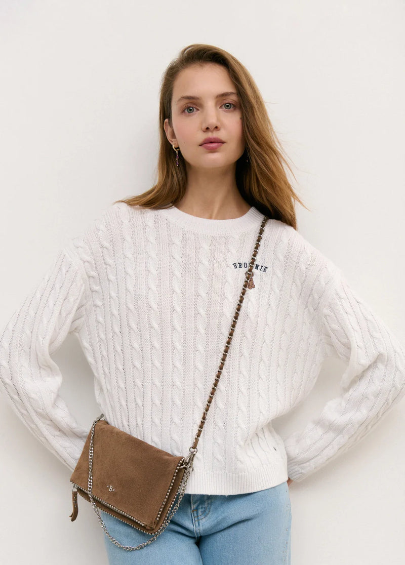 Bolso solapa bolitas piel