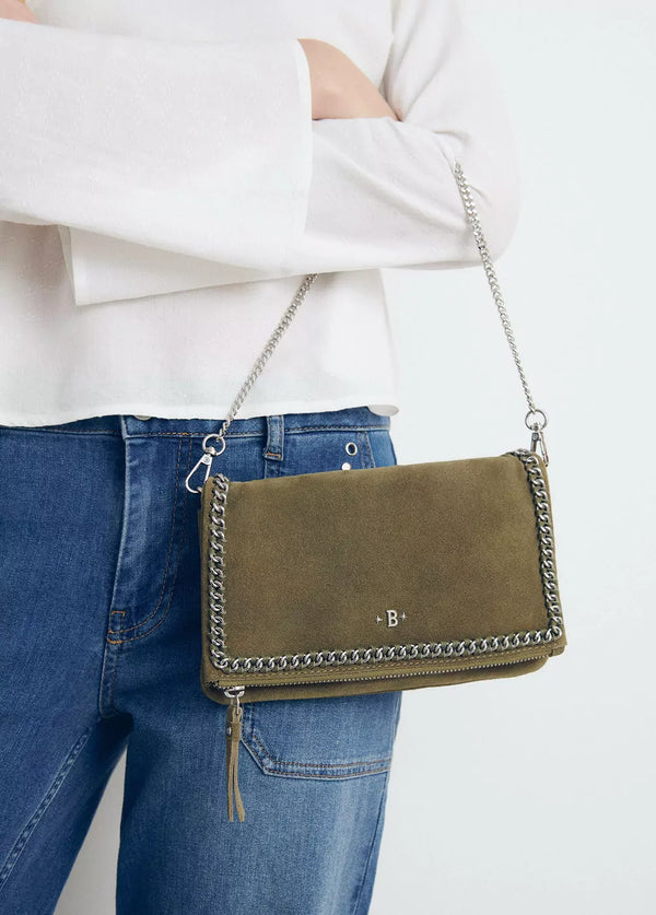 Bolso solapa cadena piel Kaki