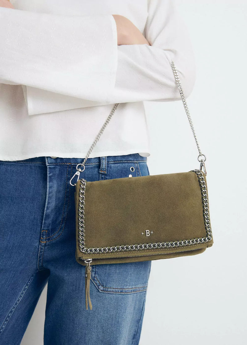 Bolso solapa cadena piel Kaki