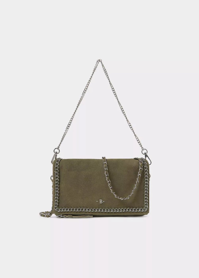Bolso solapa cadena piel Kaki