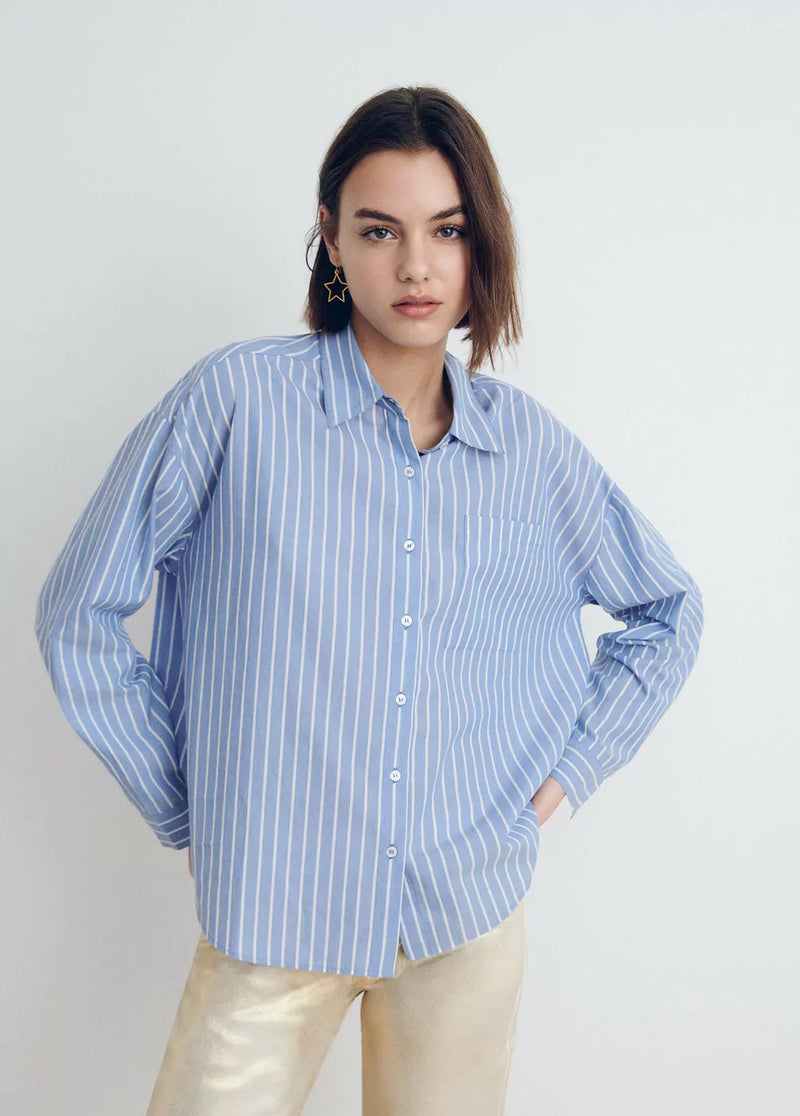 Camisa oversize rayas Azul