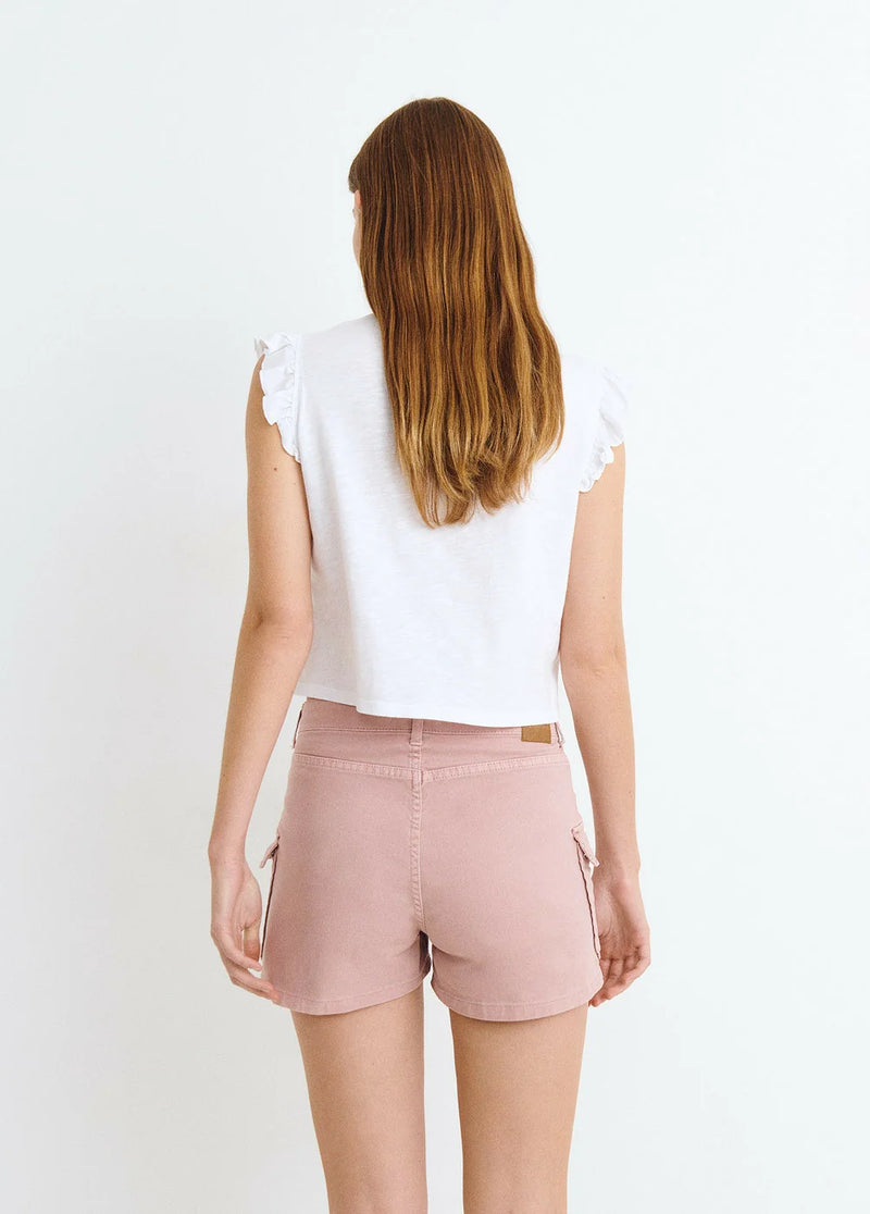 Camiseta algodón flame volante tirante Blanco