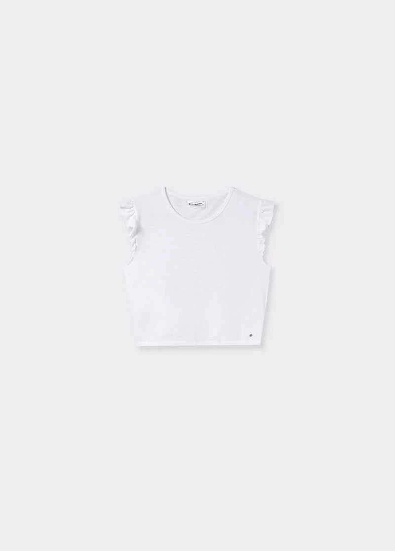 Camiseta algodón flame volante tirante Blanco