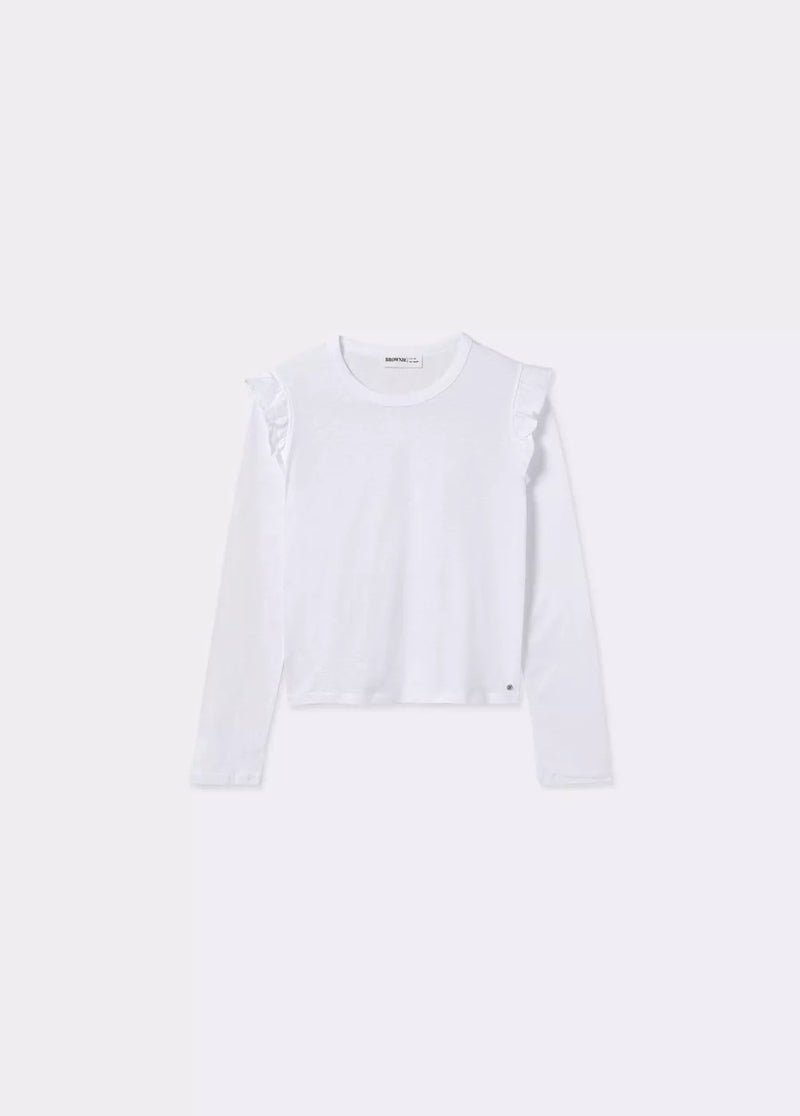 Camiseta algodón flame volantes Blanco