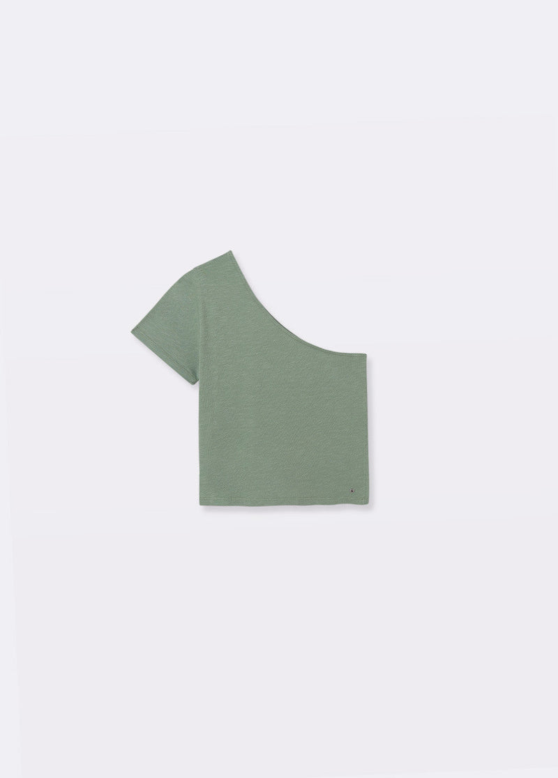 Camiseta asimétrica manga corta Verde Tila