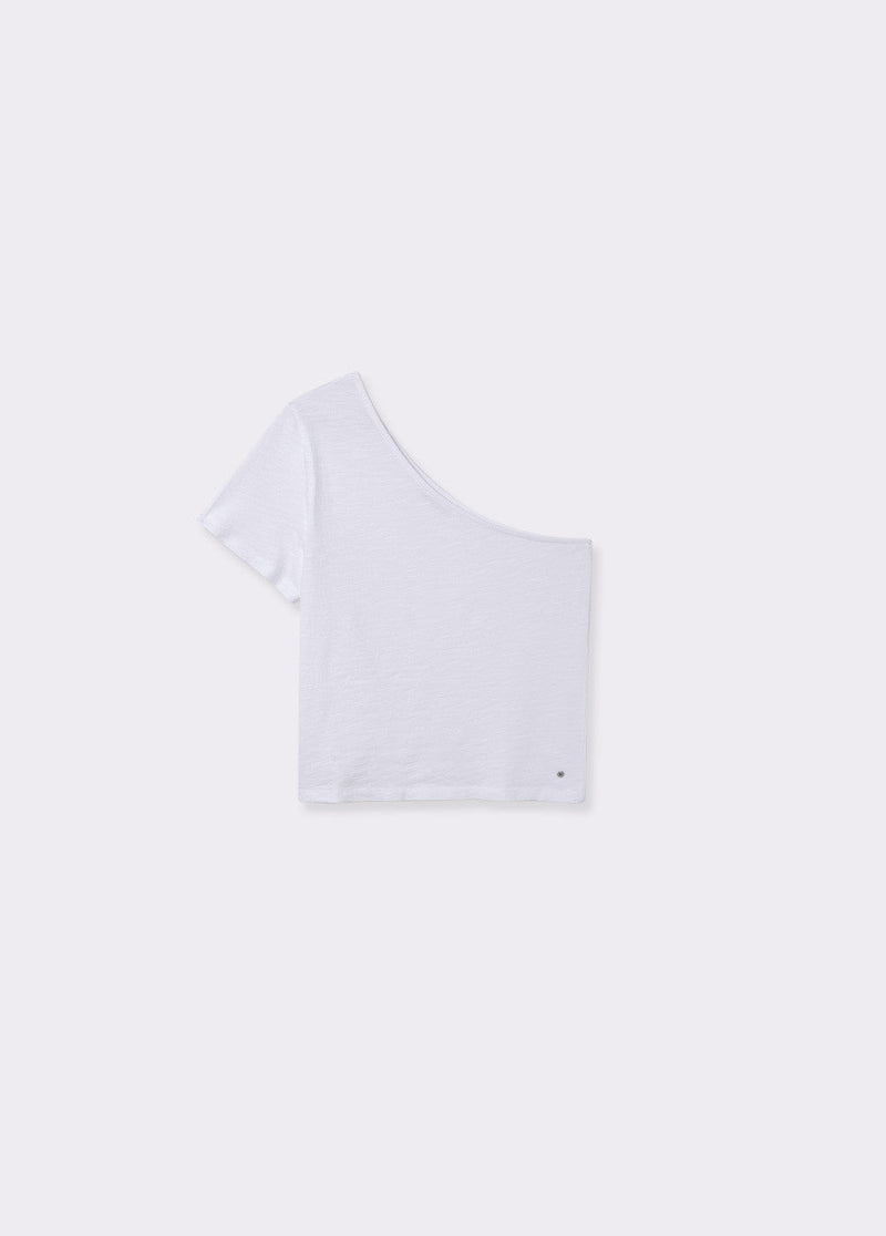 Camiseta asimétrica manga corta Blanco