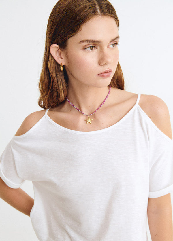 Camiseta cut-out hombro Blanco