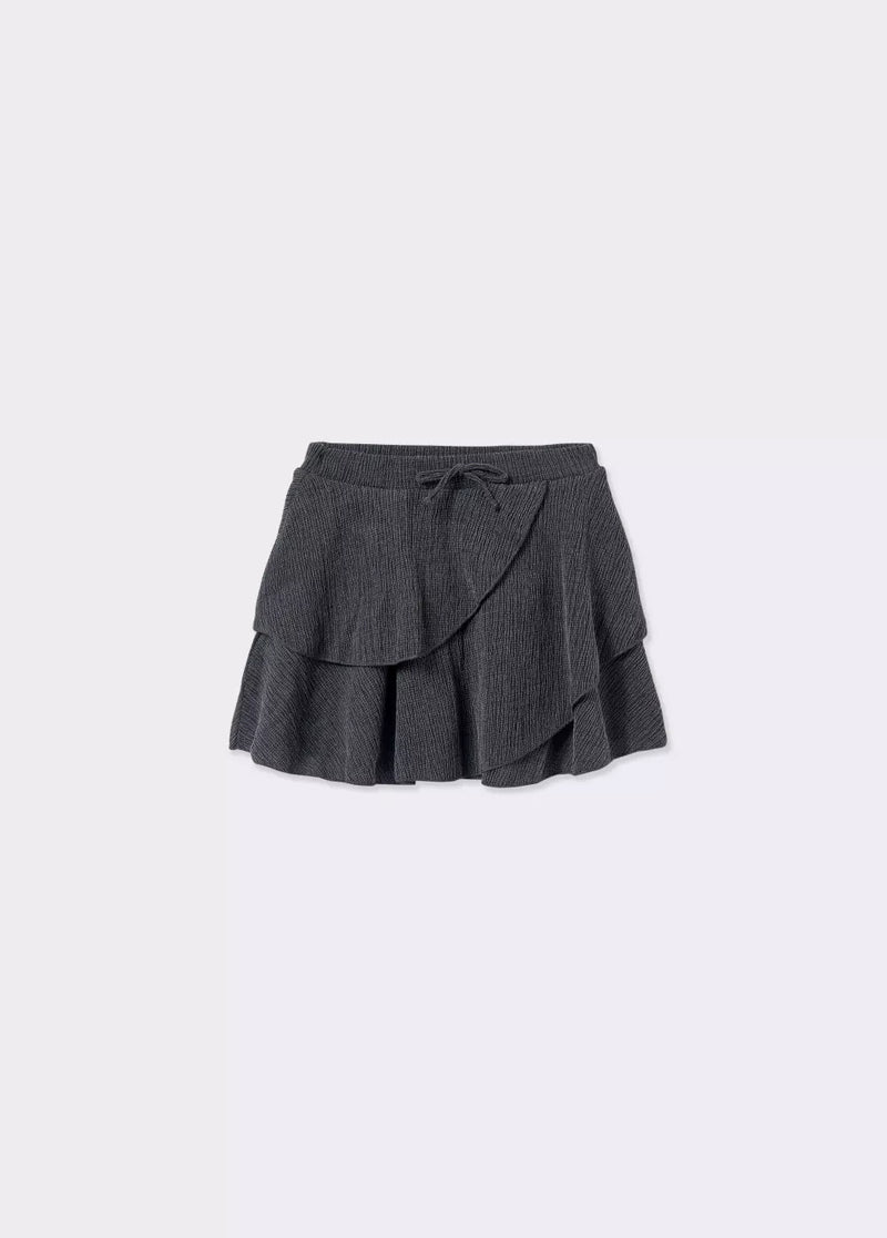 Falda corta volantes tejido estructura Gris
