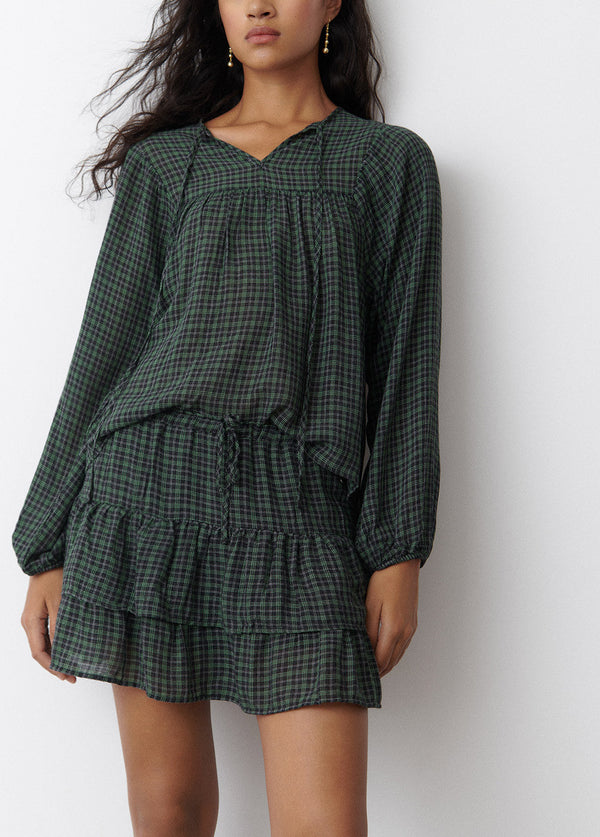 Falda cuadros volantes Verde