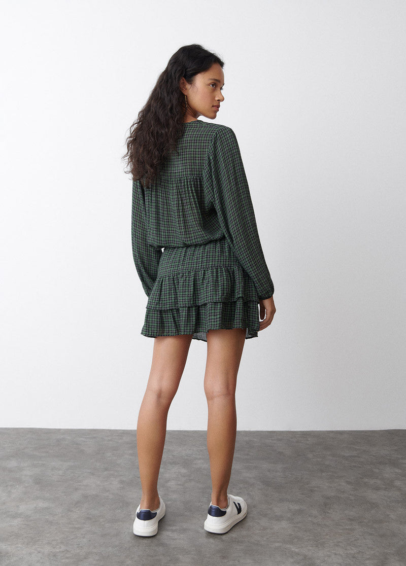 Falda cuadros volantes Verde