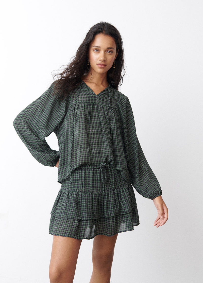 Falda cuadros volantes Verde