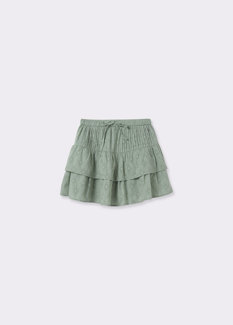 Falda jaretas tejido textura Verde Tila