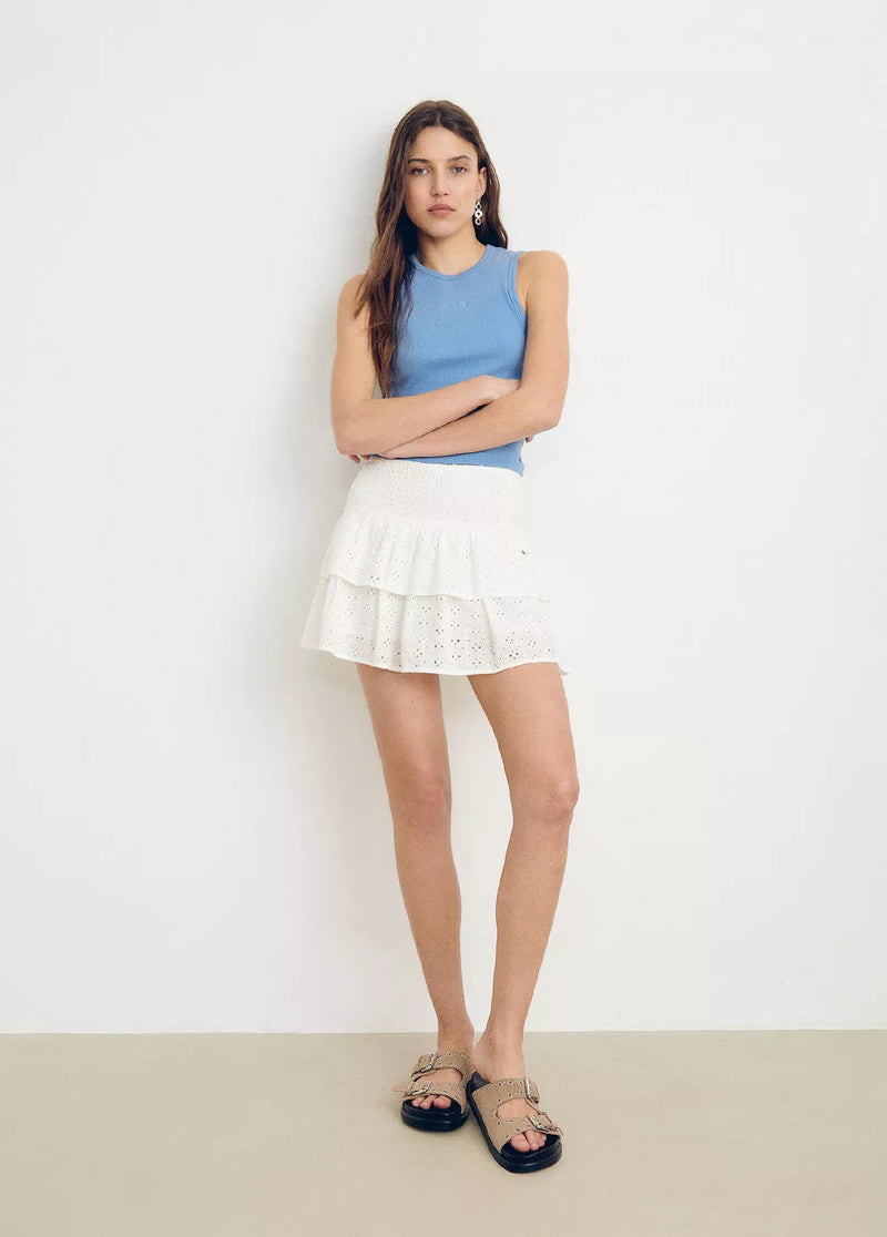 Falda volantes bordado suizo Blanco