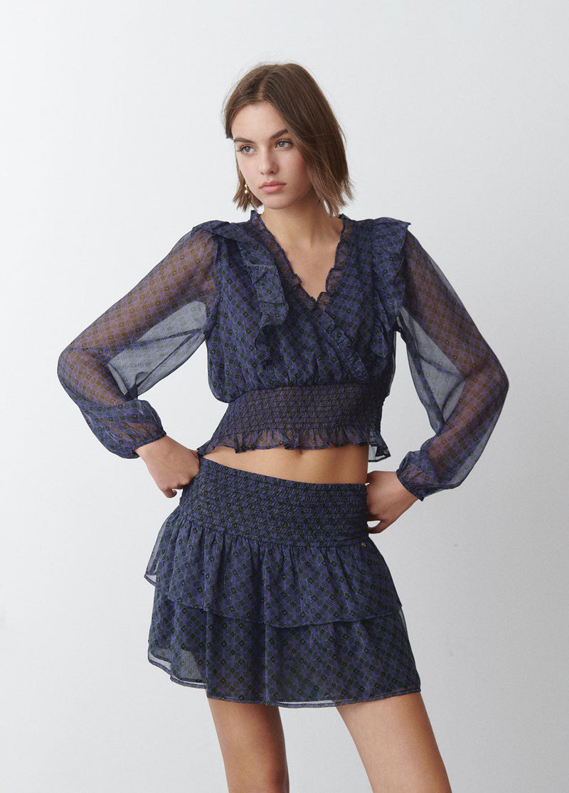 Falda volantes cintura smock