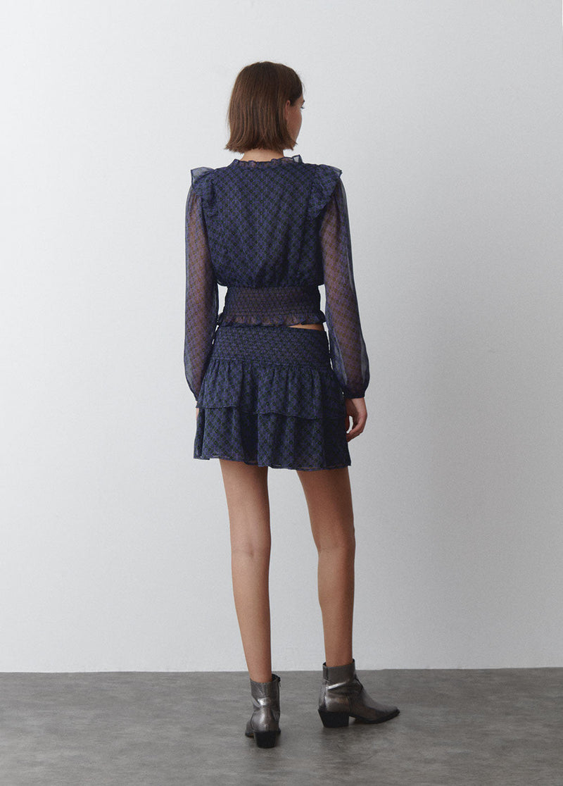 Falda volantes cintura smock