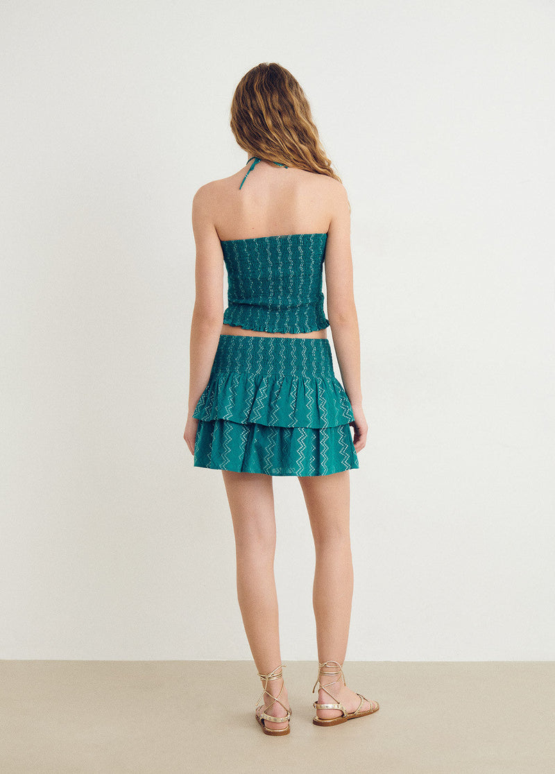 Falda volantes zig zag Verde Esmeralda