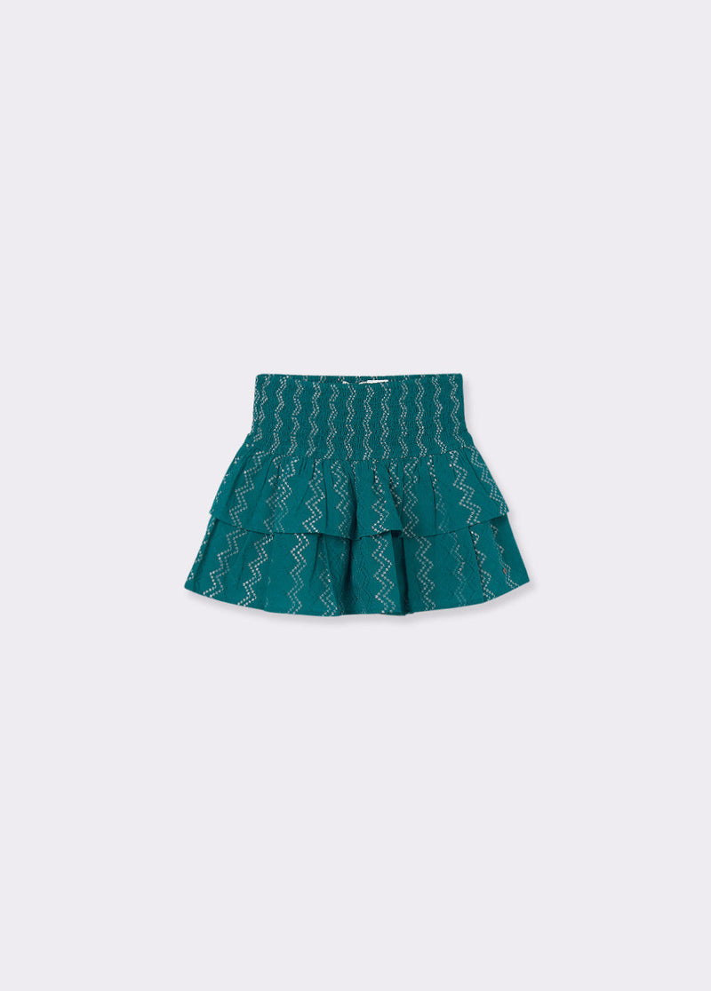 Falda volantes zig zag Verde Esmeralda