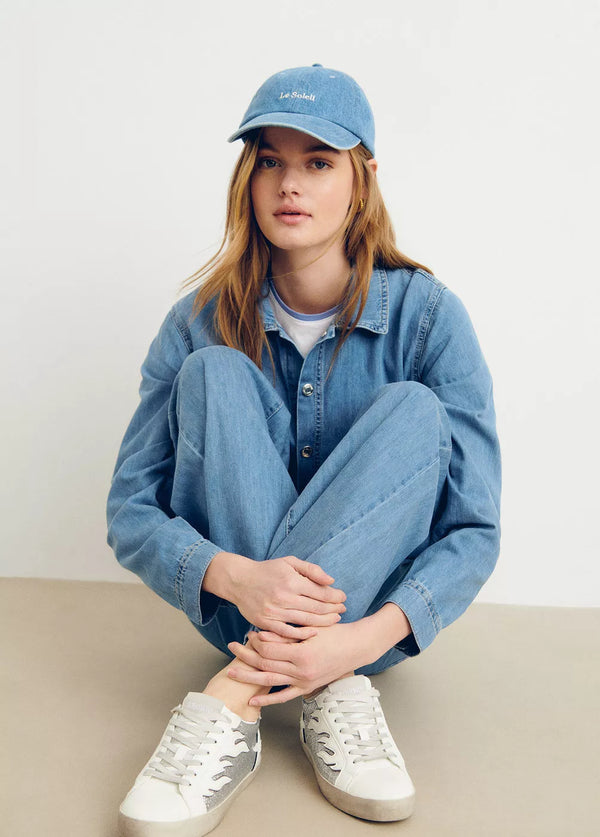 Gorra denim bordada Azul