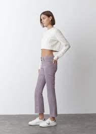 Pantalón cropped acampanado botones Lila