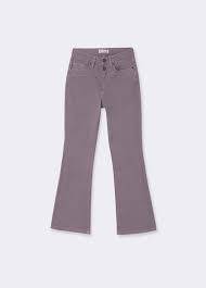 Pantalón cropped acampanado botones Lila
