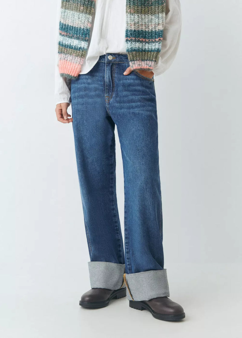 Jeans bajo vuelta Azul Medio