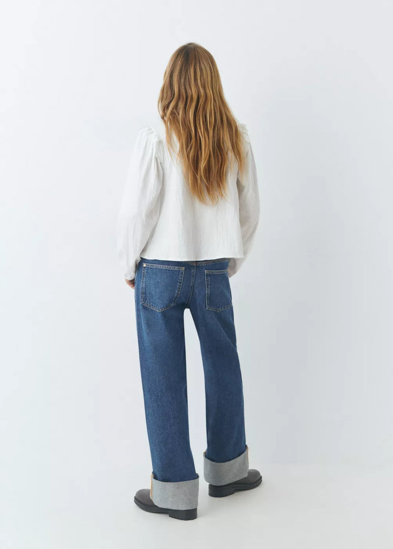 Jeans bajo vuelta Azul Medio
