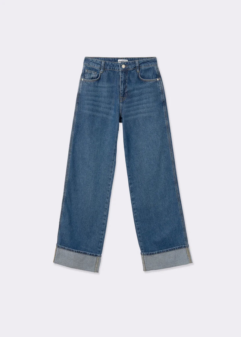 Jeans bajo vuelta Azul Medio