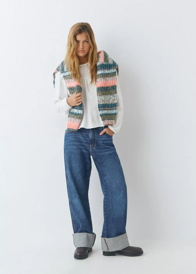 Jeans bajo vuelta Azul Medio