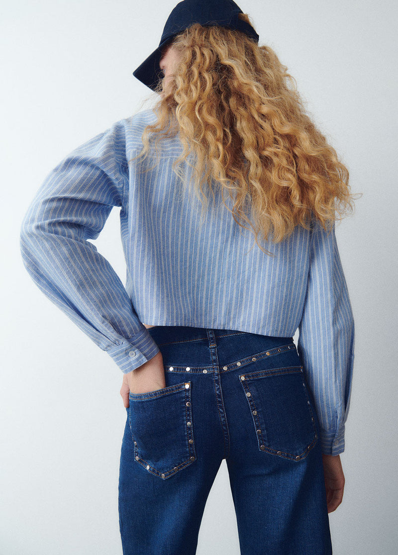 Jeans culotte tachas Azul Oscuro