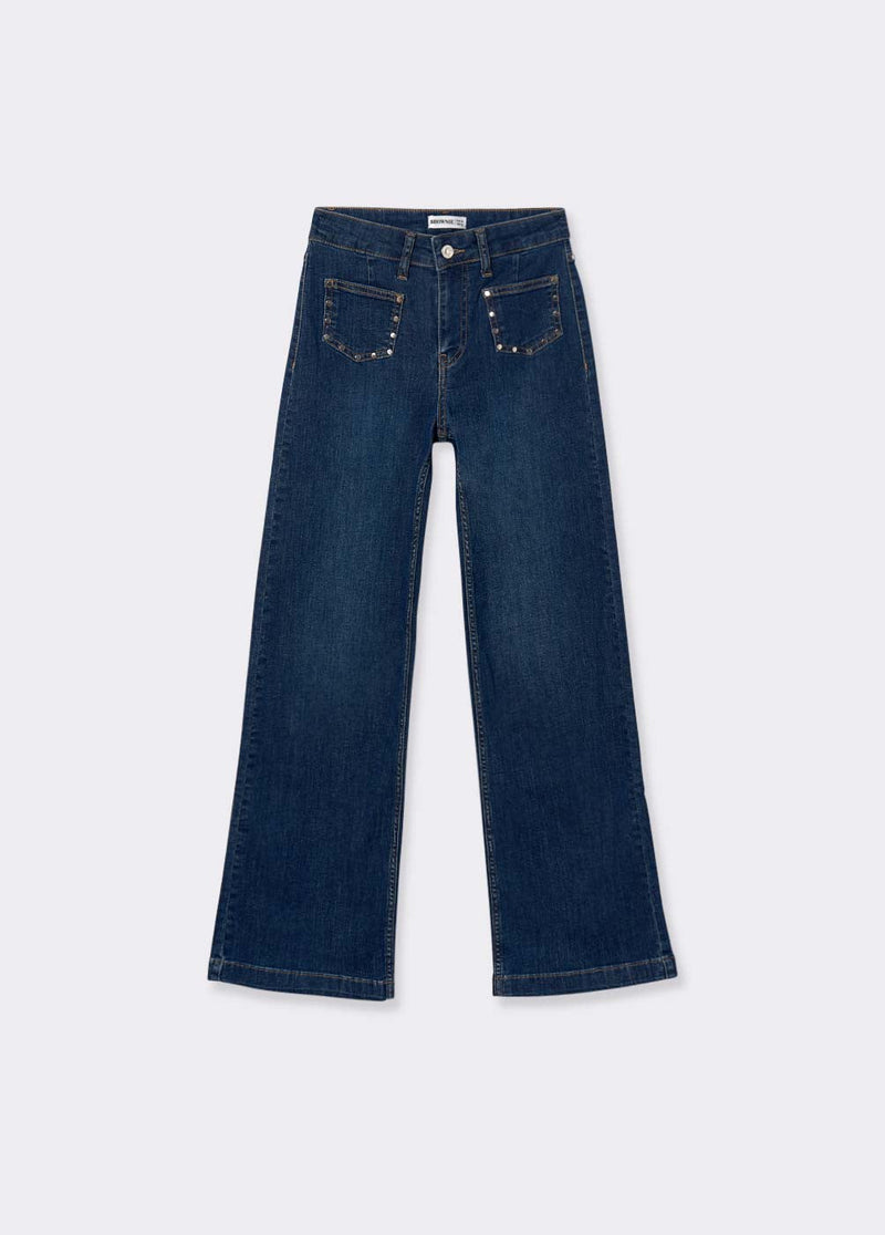 Jeans culotte tachas Azul Oscuro