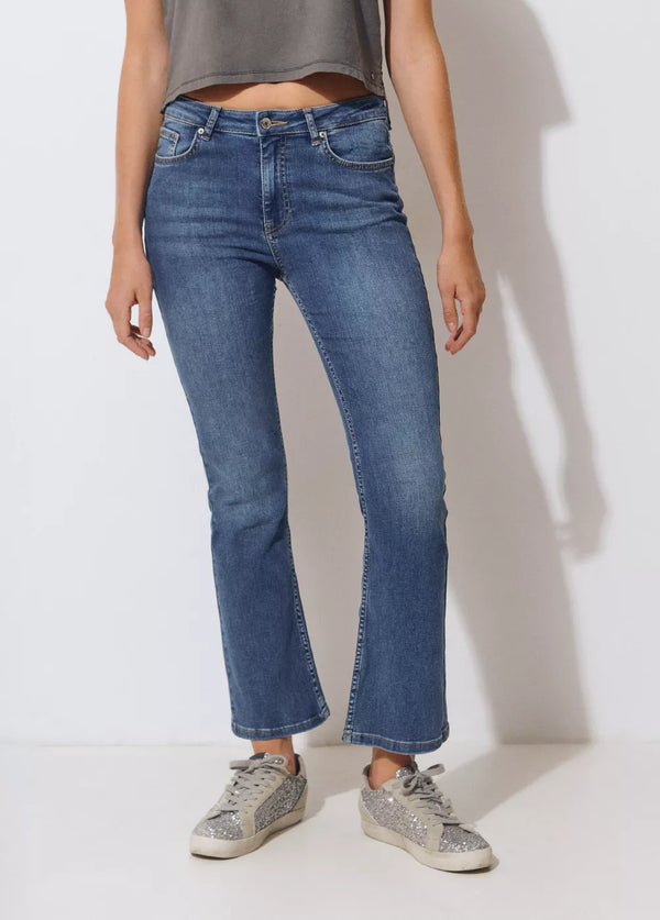 Jeans flare cropped Azul Medio