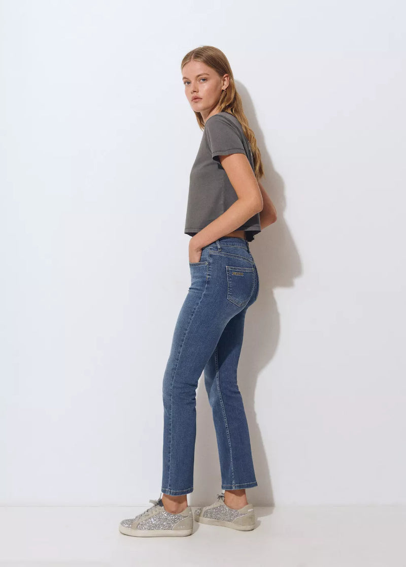 Jeans flare cropped Azul Medio