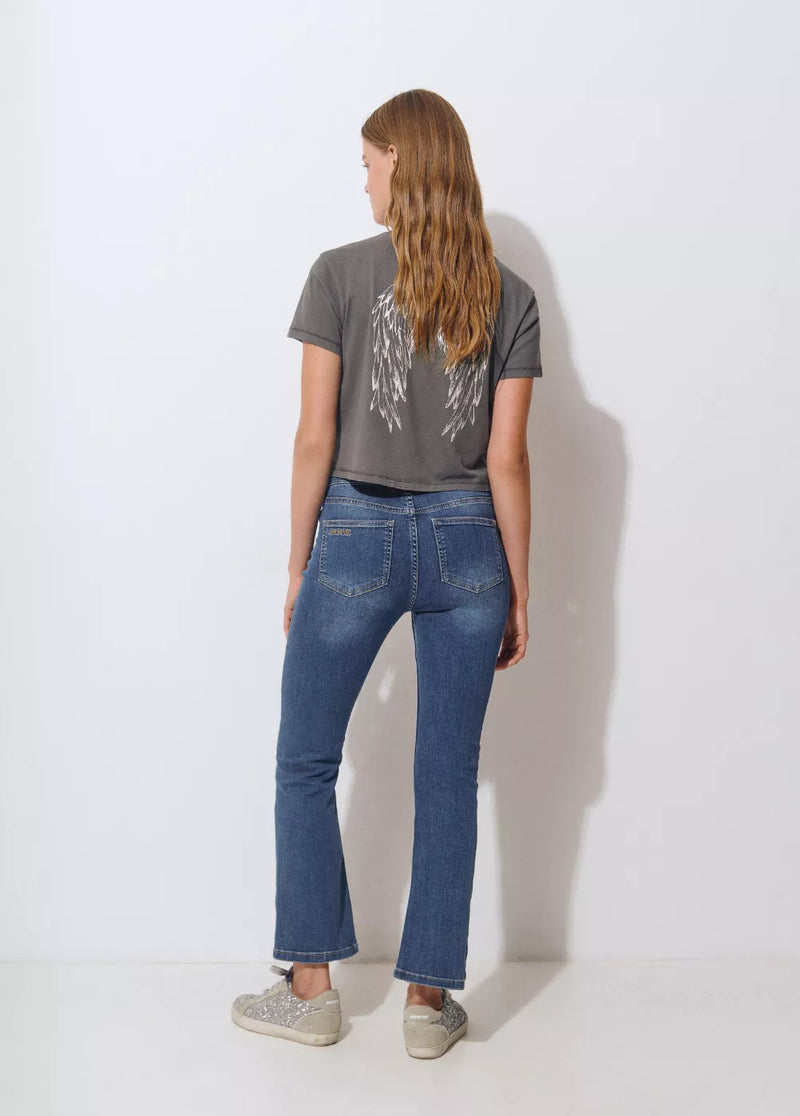 Jeans flare cropped Azul Medio
