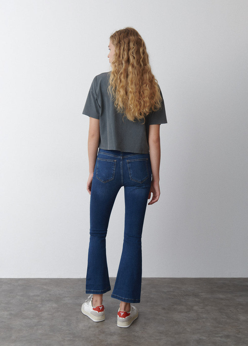 Jeans flare cropped Azul Medio