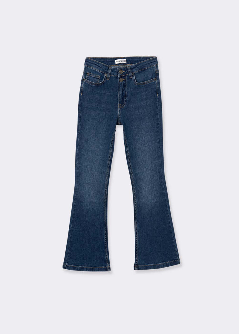 Jeans flare cropped Azul Medio